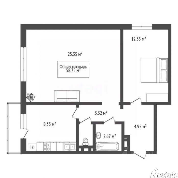 2-комн квартира Плющихинская улица, 143/3,  д. 143/3