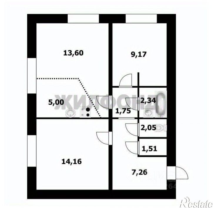2-комн квартира Плющихинская улица, 2,  д. 2