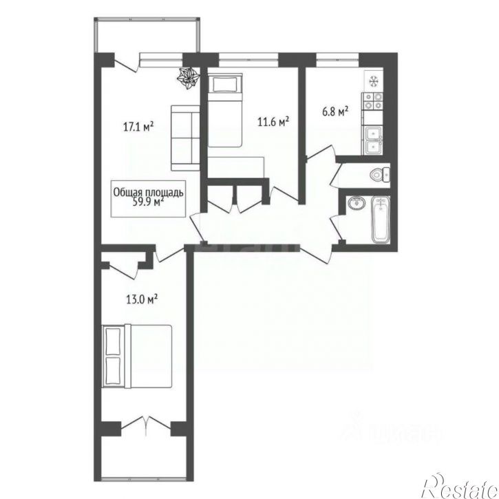 3-комн квартира