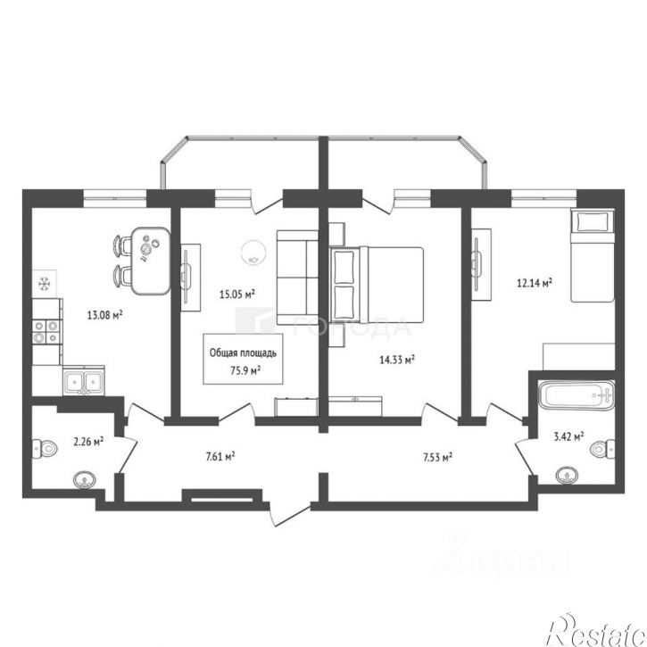 3-комн квартира Ипподромская улица, 8,  д. 8