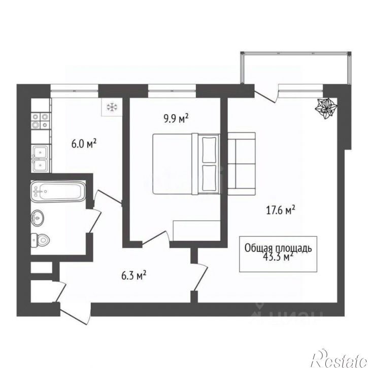 2-комн квартира Серебренниковская улица, 2/1,  д. 2/1