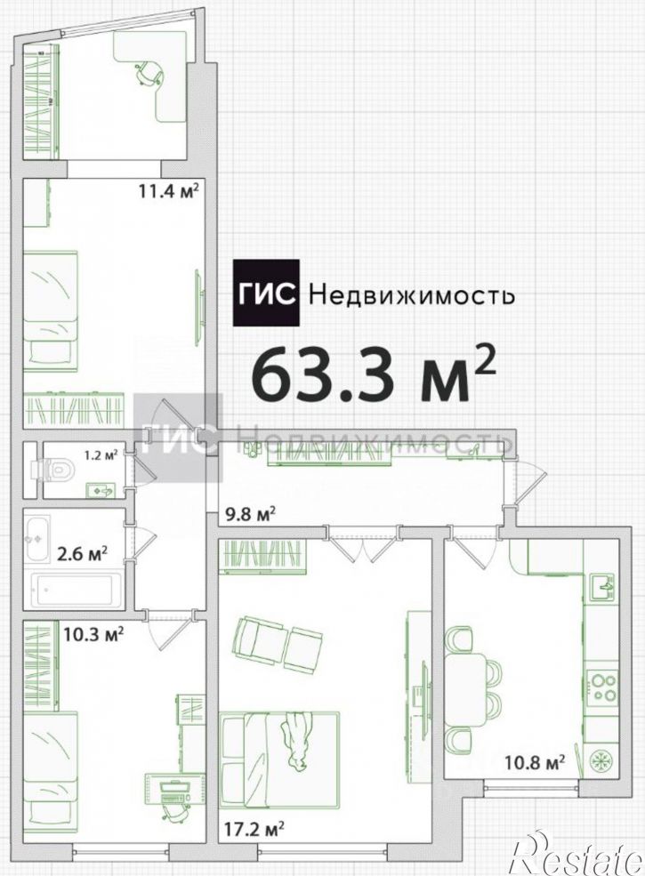 3-комн квартира Ленинградская улица, 139,  д. 139
