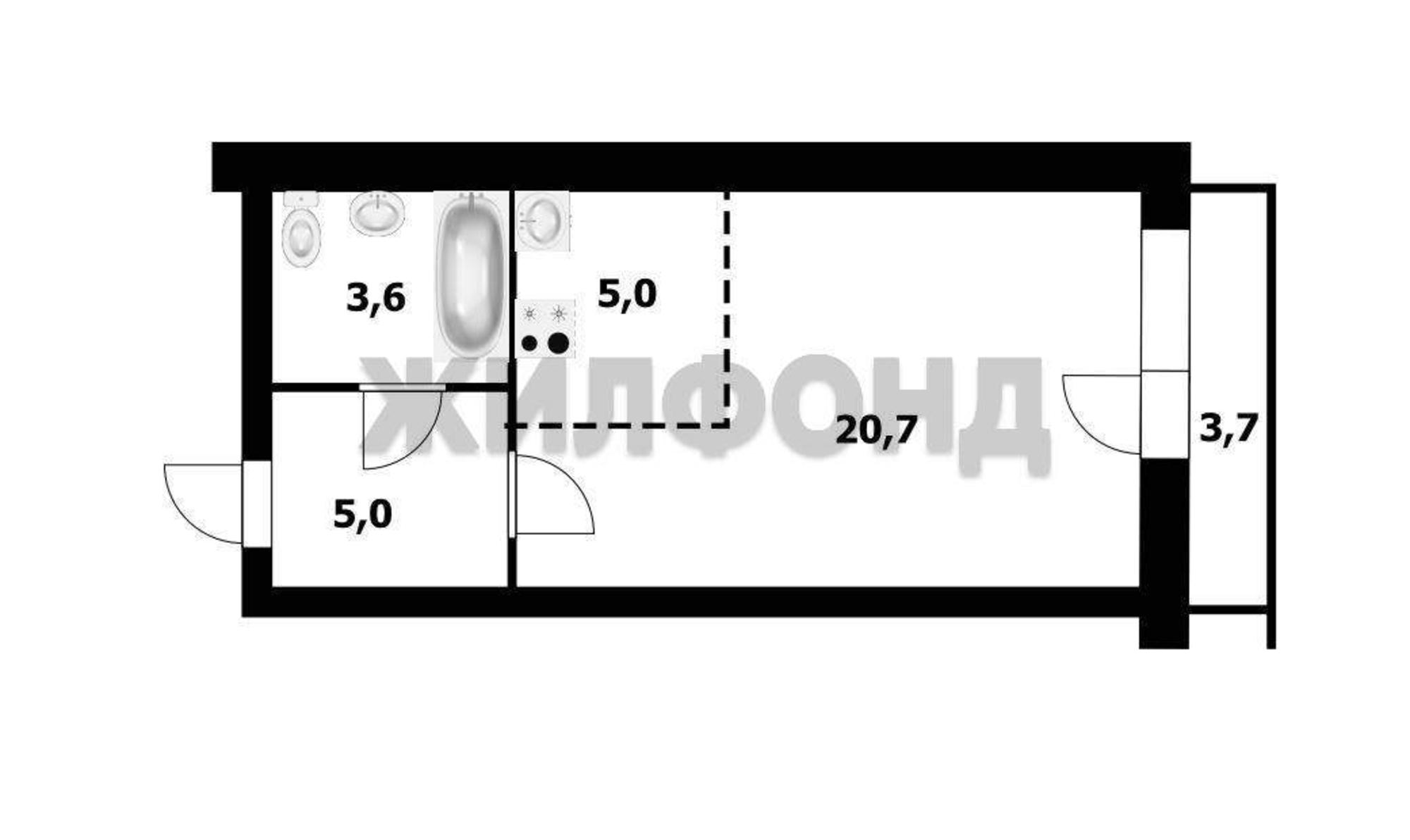 Купить студию за 4 300 000 рублей на Сибиряков-Гвардейцев улица, д.44/7