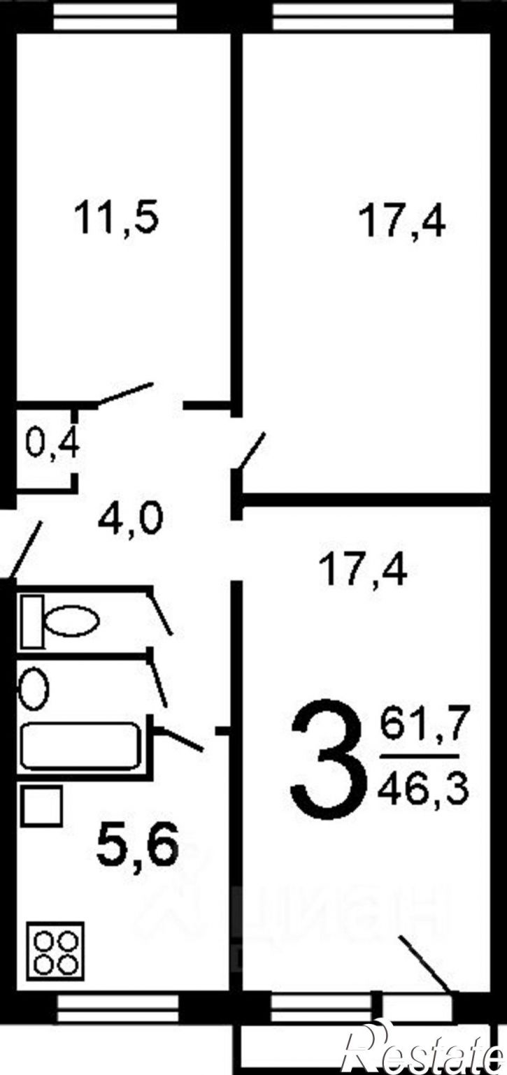 3-комн квартира улица Бориса Богаткова, 194/6,  д. 194/6