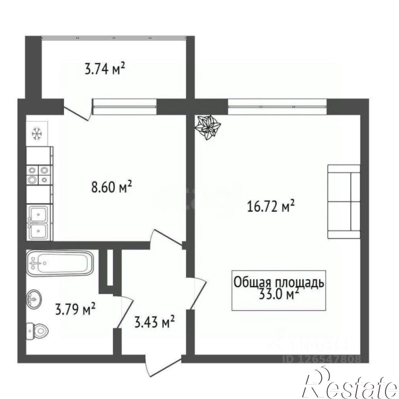 Купить квартиру за 4 050 000 рублей на Петухова , 99/2