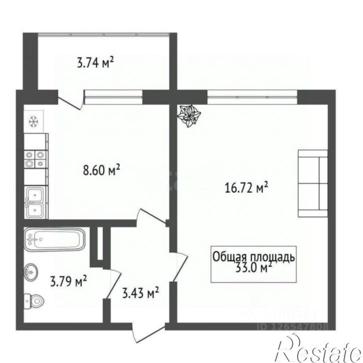 1-комн квартира Петухова , 99/2