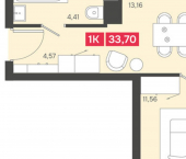 1-комн, 34 кв м, этаж 13/22 ул Красногорская, 19