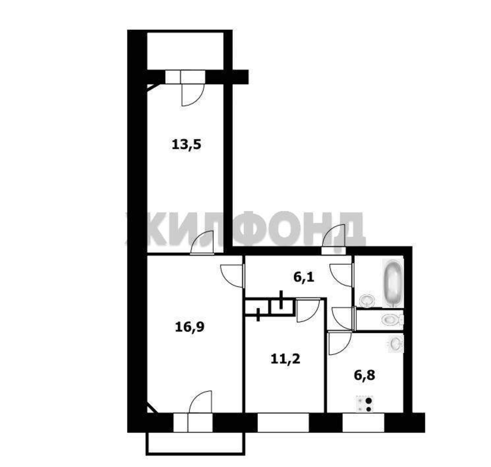Купить квартиру за 6 000 000 рублей на Толбухина улица, д.25