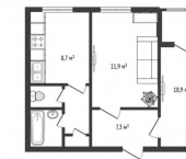 2-комн, 51кв м, этаж 8/10 ул Лазурная, 4