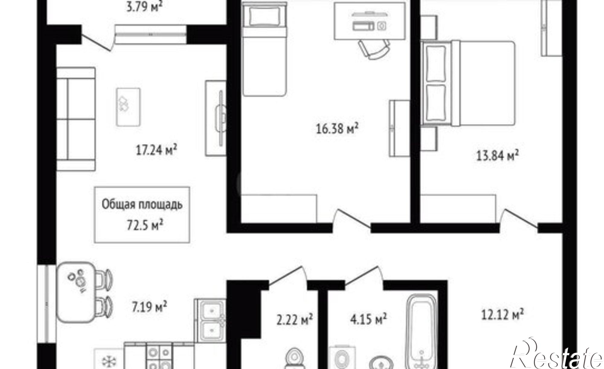 Купить квартиру за 10 750 000 рублей на пл Райсовета, 12