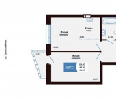 2-комн, 44 кв м, этаж 10/25 ул Титова, 48