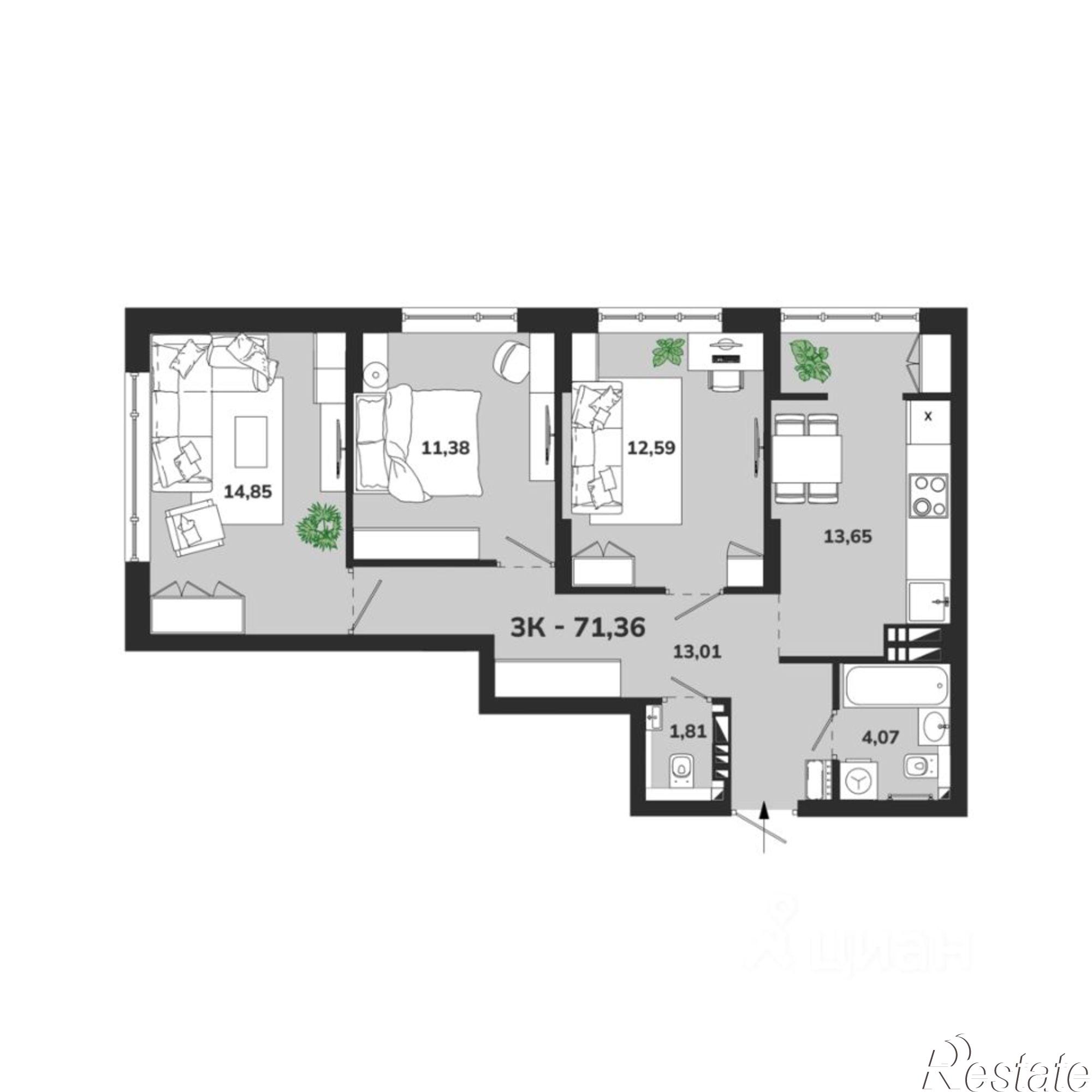 Купить квартиру за 10 700 000 рублей на Красногорская улица, 19