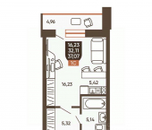 1-комн, 37 кв м, этаж 5/19 Новоуральская улица, 10