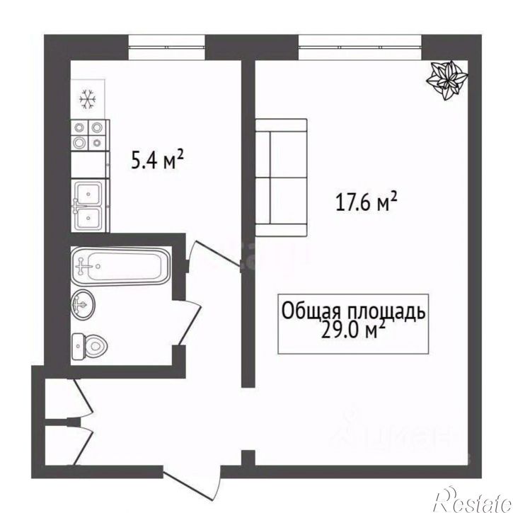 1-комн квартира улица Котовского, 36,  д. 36
