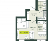 1-комн, 29 кв м, этаж 19/25 ул Вилюйская, 10