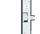 1-комн, 50кв м, этаж 12/25 Ипподромская улица, 12