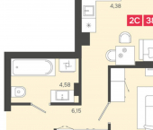 2-комн, 38 кв м, этаж 5/22 Красногорская улица, 19