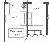 2-комн, 44кв м, этаж 9/9 Московская улица, 163