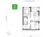 2-комн, 49 кв м, этаж 8/14 улица Богдана Хмельницкого, 148