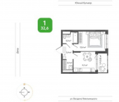 1-комн, 33 кв м, этаж 3/14 улица Богдана Хмельницкого, 148