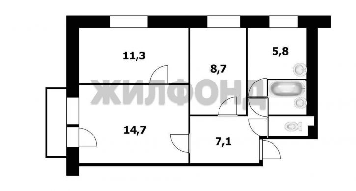 3-комн квартира Твардовского улица, д.16