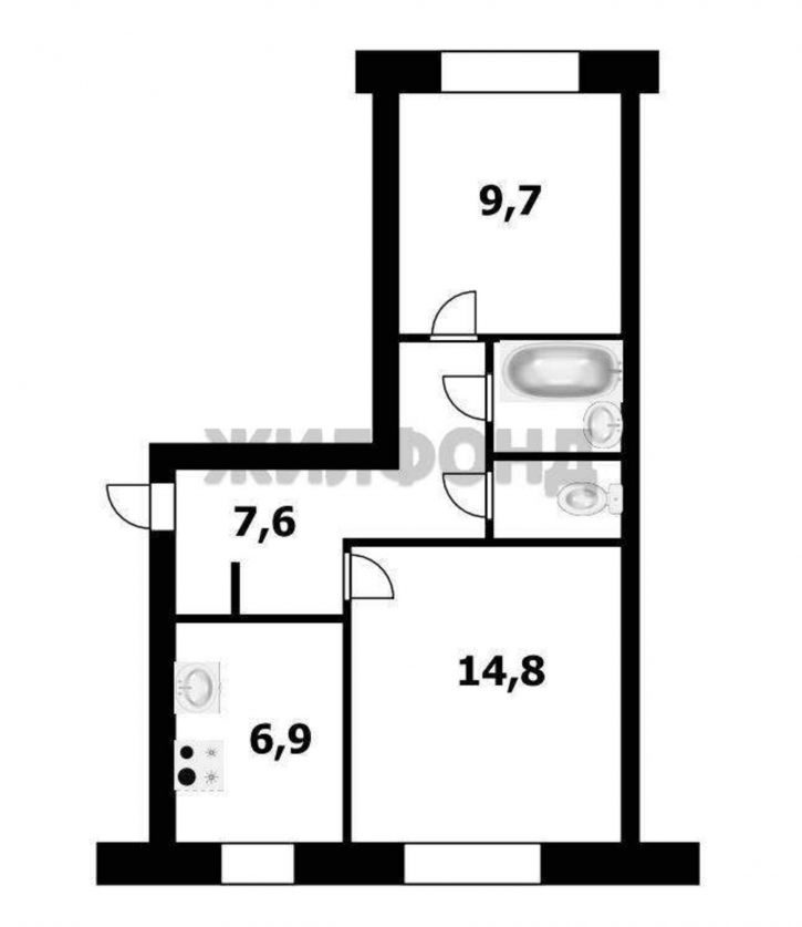 2-комн квартира Энгельса улица, д.70