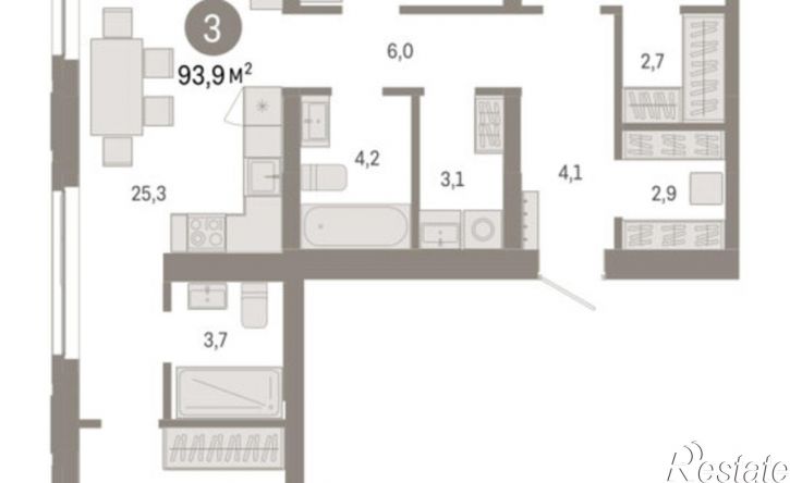 3-комн квартира в новом доме ул Большевистская, 108,  д. 108