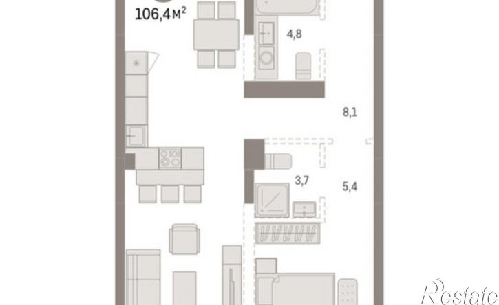 2-комн квартира в новом доме ул Большевистская, 104,  д. 104