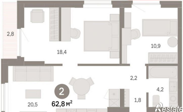 3-комн квартира в новом доме улица Георгия Колонды, 5,  д. 5