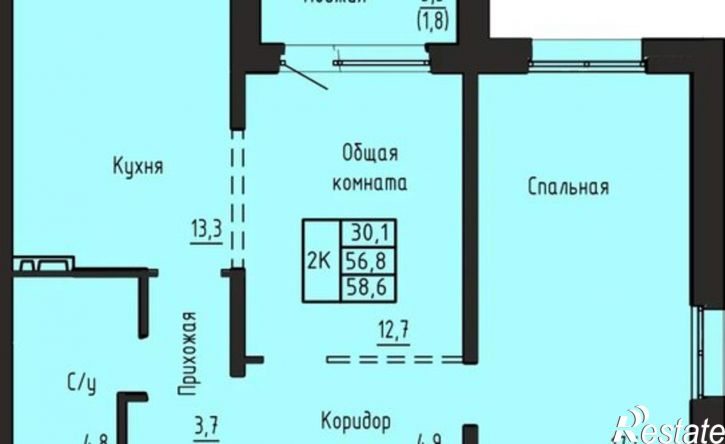 2-комн квартира в новом доме Южно-Чемской жилмассив