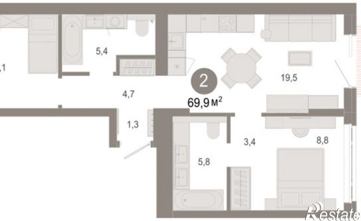 3-комн квартира в новом доме ул Есенина, 9/2,  д. 9/2