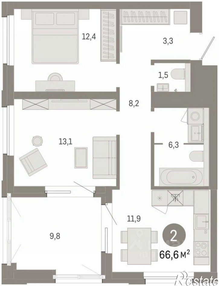 3-комн квартира в новом доме Журинская улица, 126А,  д. 126А