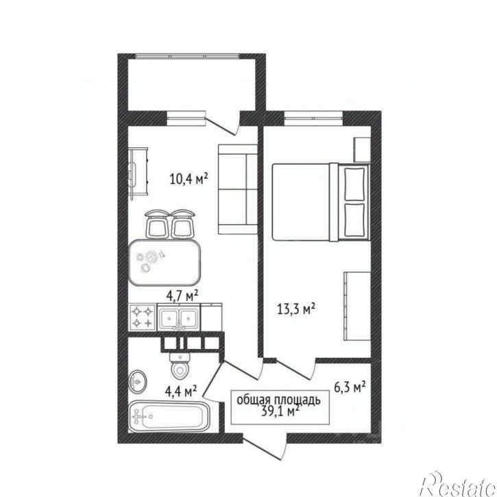 2-комн квартира ул Заречная, 37,  д. 37