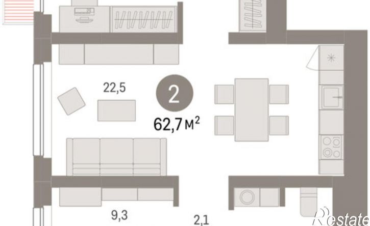3-комн квартира в новом доме квартал Лебедевский, 1/4