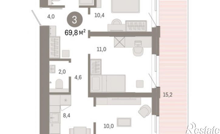 3-комн квартира в новом доме ул Журинская, 131А,  д. 131А