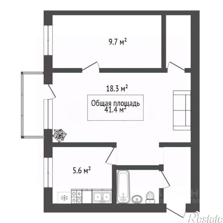 2-комн квартира ул Революции, 1,  д. 1