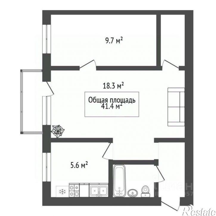 2-комн квартира ул Революции, 1,  д. 1