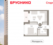 2-комн, 37 кв м, этаж 15/25 улица Есенина, 9/2