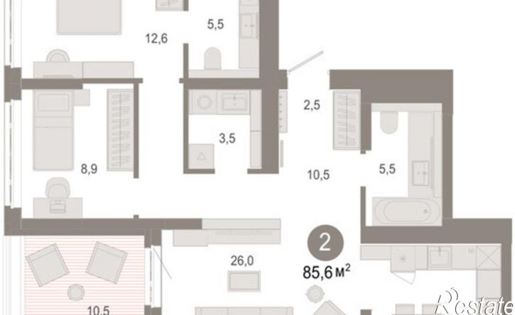 3-комн квартира в новом доме улица Есенина, 9/2,  д. 9/2