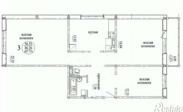 3-комн квартира ул Татьяны Снежиной, 25,  д. 25