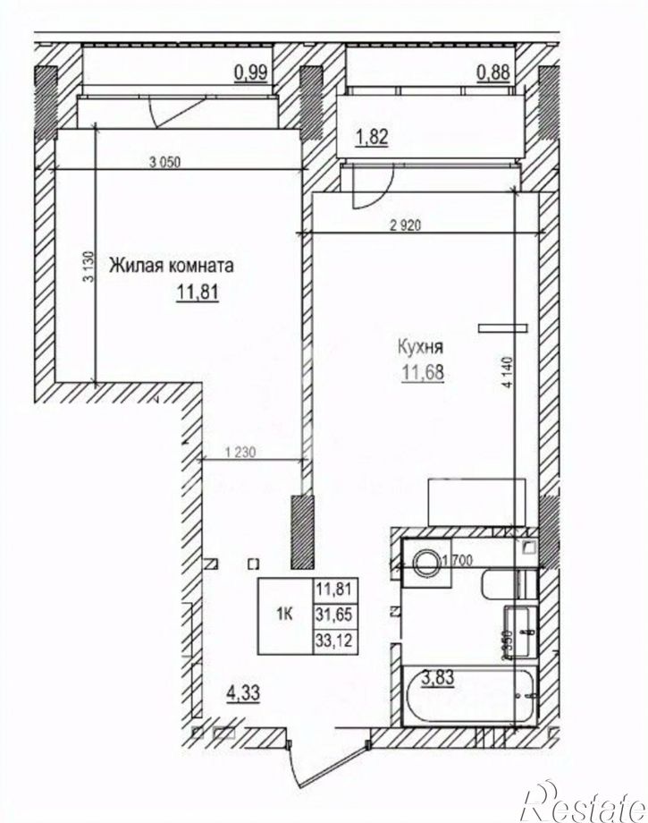 1-комн квартира ул Федора Ивачева, 28,  д. 28