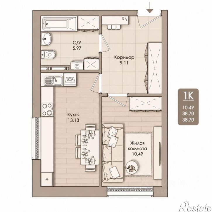 1-комн квартира ул Автогенная, 75,  д. 75