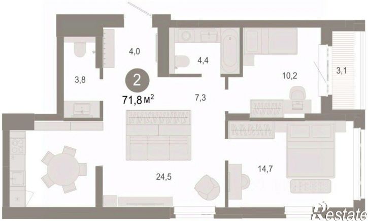 3-комн квартира в новом доме ул Есенина, 3/1 3,  д. 3/1 3,  к. 3