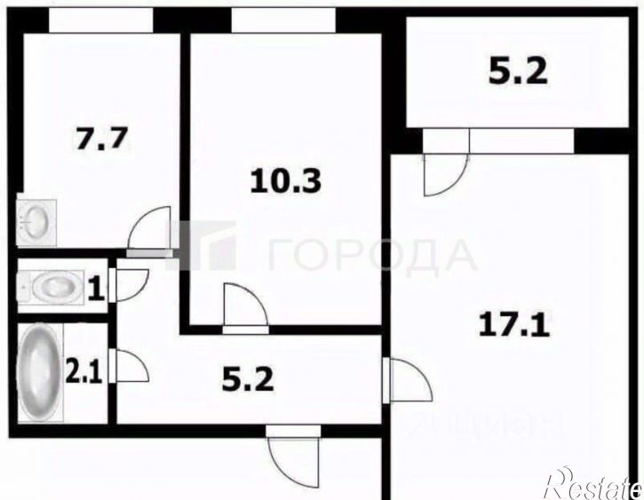 2-комн квартира ул Бориса Богаткова, 194/4,  д. 194/4