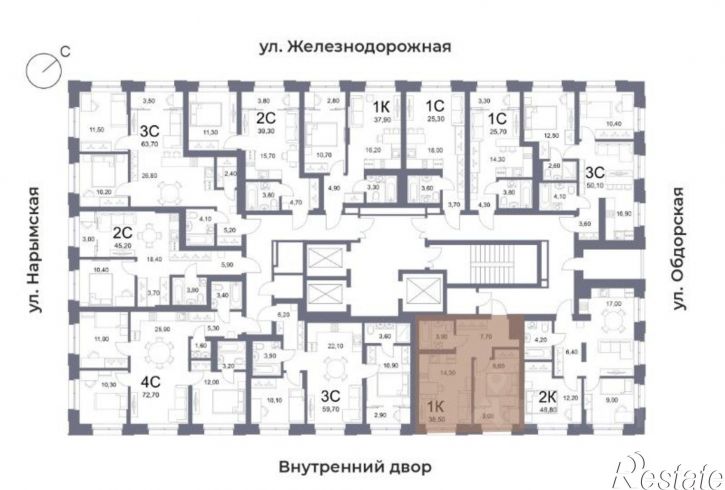 1-комн квартира в новом доме ул Нарымская, 82А,  д. 82А