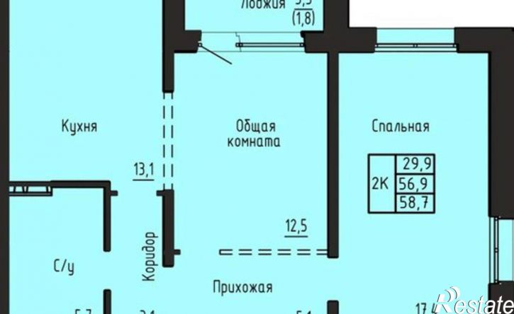 2-комн квартира в новом доме Южно-Чемской жилмассив