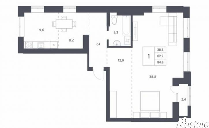 1-комн квартира ул Аэропорт, 24,  д. 24