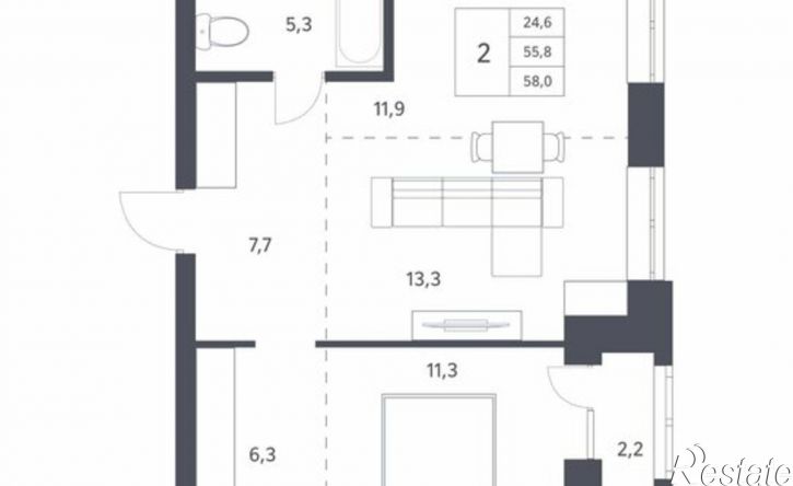 2-комн квартира ул Аэропорт, 24,  д. 24