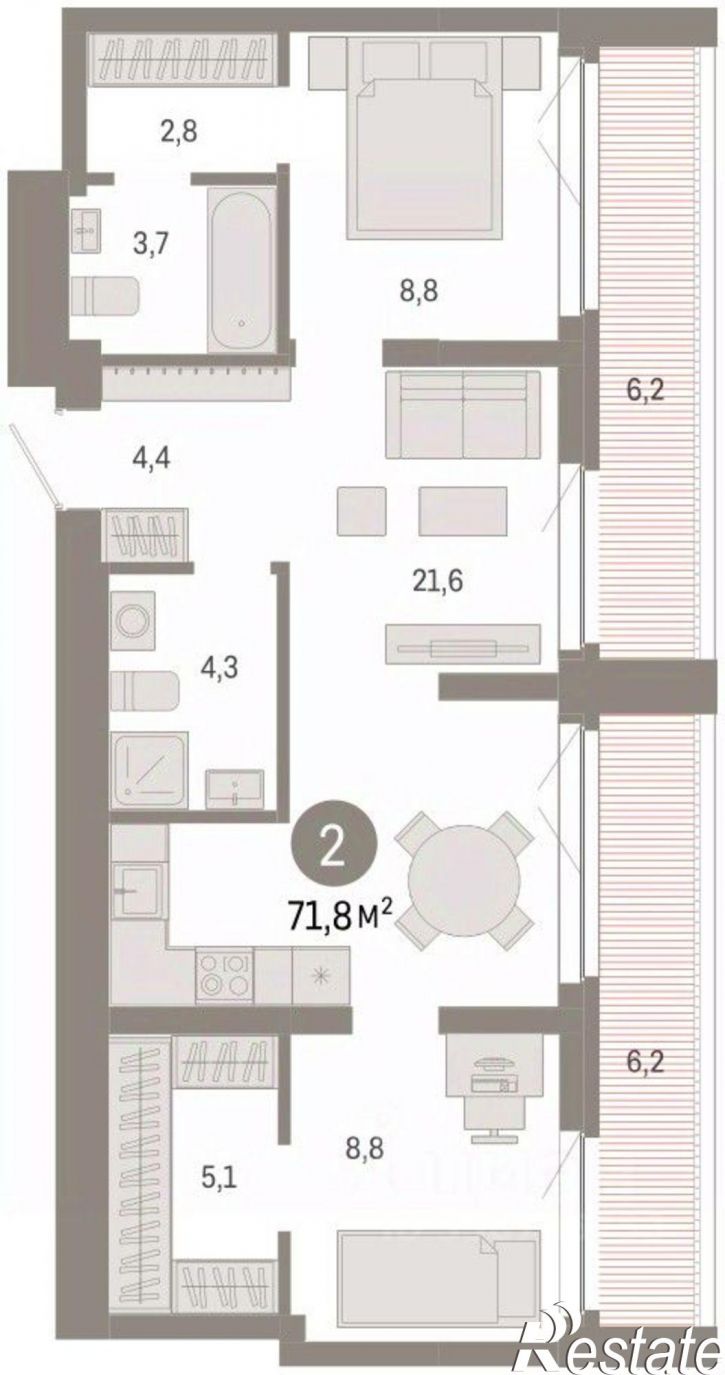 3-комн квартира в новом доме ул Большевистская, 108,  д. 108
