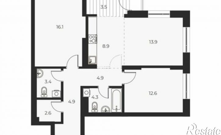 3-комн квартира в новом доме Красный пр-кт, 220/7,  д. 220/7